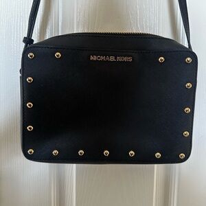 Michael Kors Black Crossbody Bag with Gold Studs